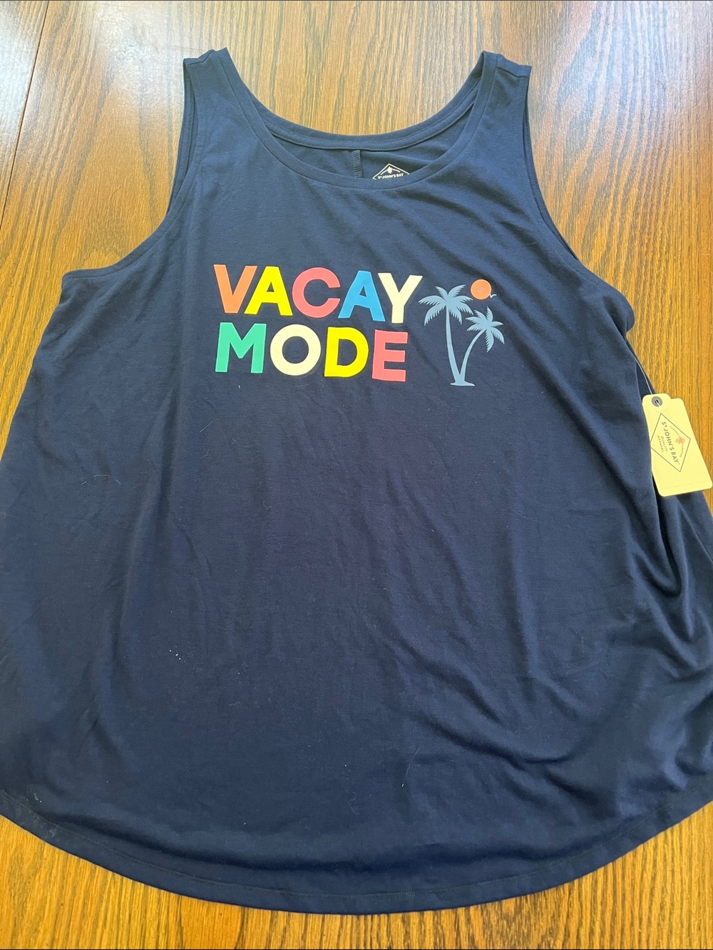 St. John's Bay Navy "VACAY MODE" Multicolor Graphic Tank